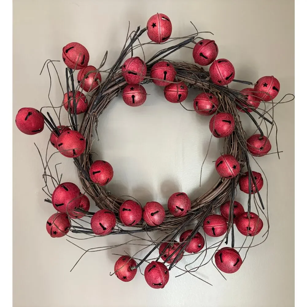 Red Metal jingle bell Christmas wreath